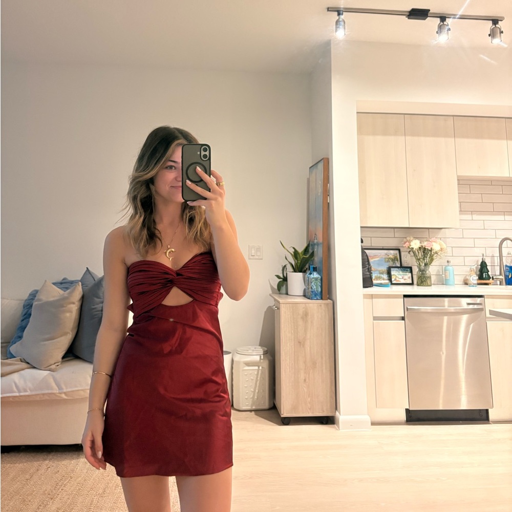 Princess Polly Red Asymmetrical Ruched Babydoll Dress